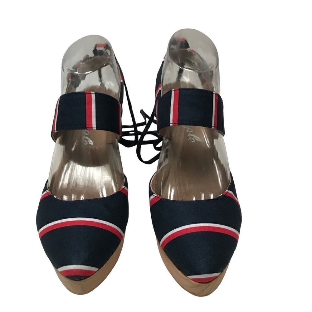 Free People Monaco Boho navy striped wrap clog 39/9 - Picture 5 of 11